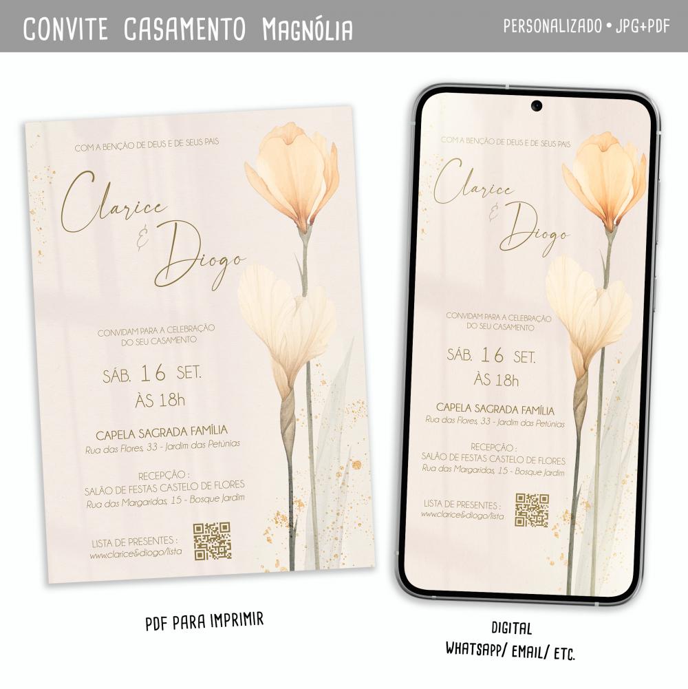 Convite Digital Casamento Magnólia
