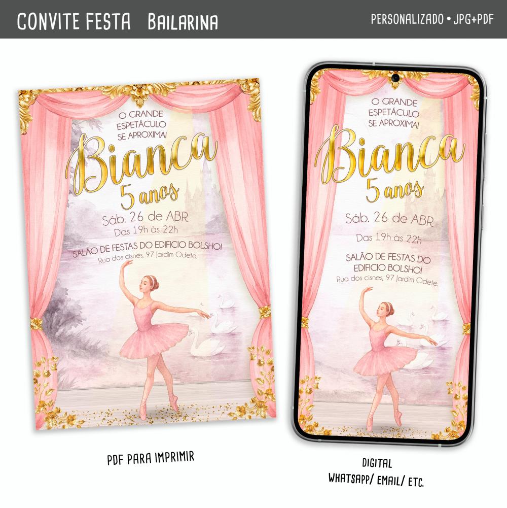 Convite Digital Bailarina/ Ballet