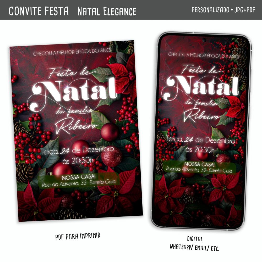 Convite Digital Festa de Natal/ Natal Elegance