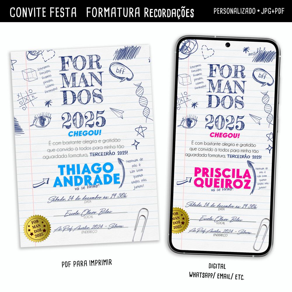 Convite Digital Formatura Recordações!