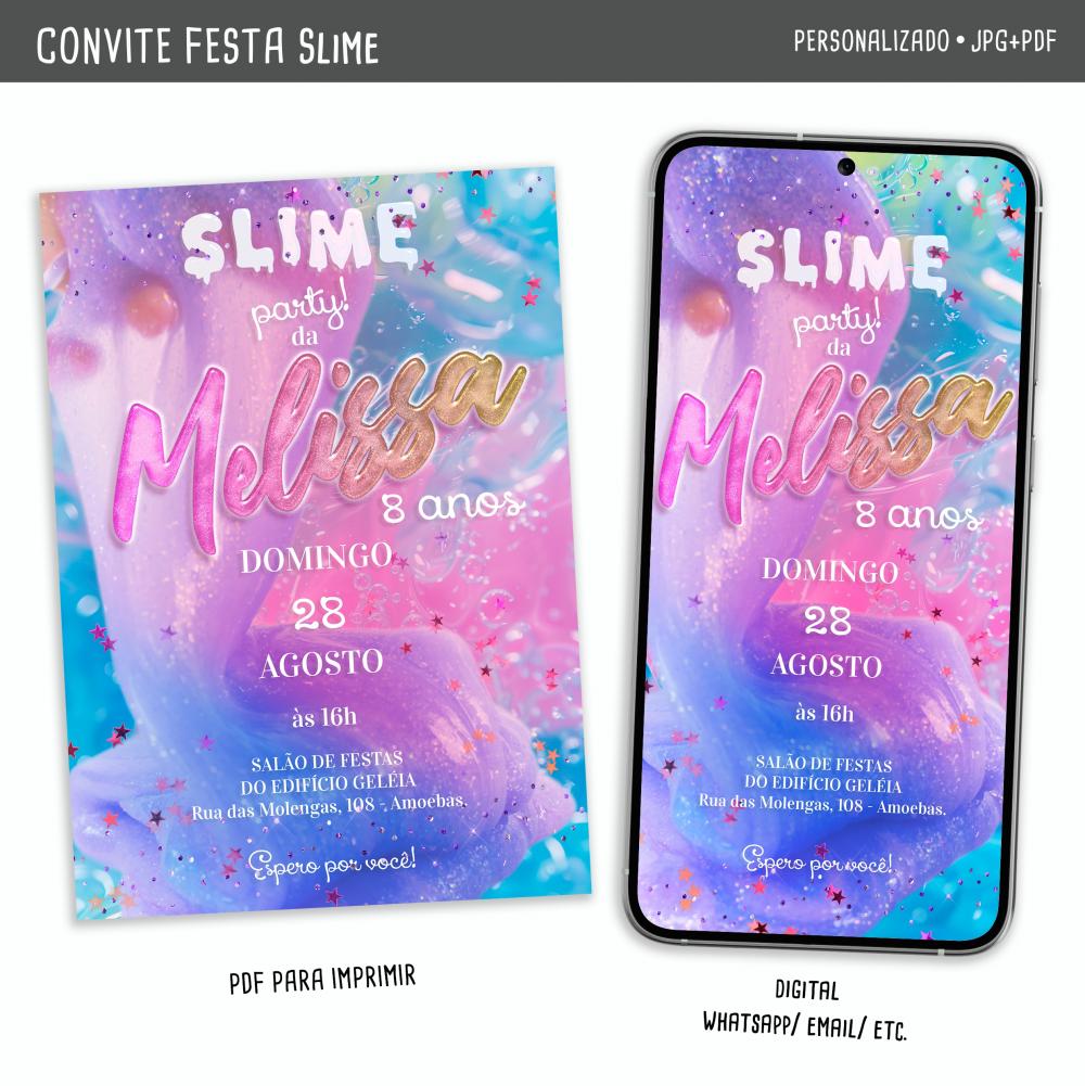 Convite Digital Slime Party
