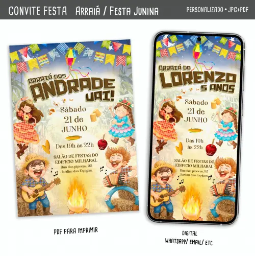 Convite Digital Festa Junina/ Arraiá