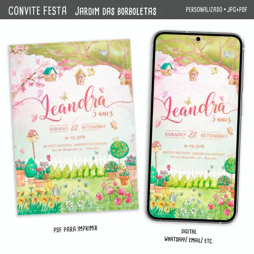 Convite Digital Jardim das Borboletas/ Jardim Encantado
