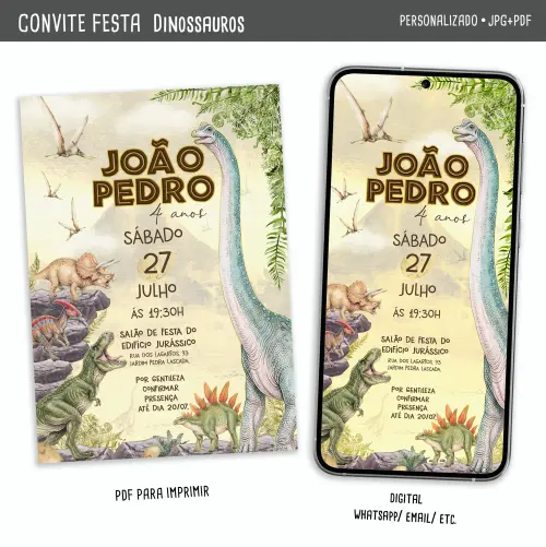 Convite Digital Dinossauros