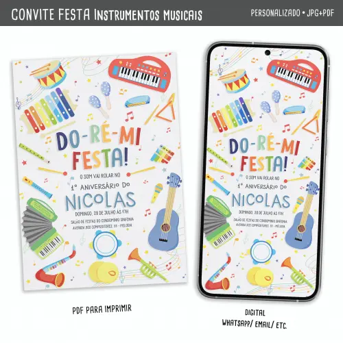 Convite Digital Música/ Instrumentos Musicais