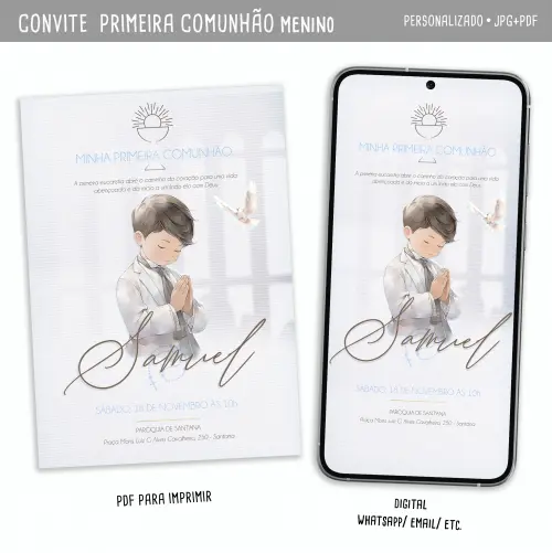 Convite Digital Primeira Comunhão Menino#2