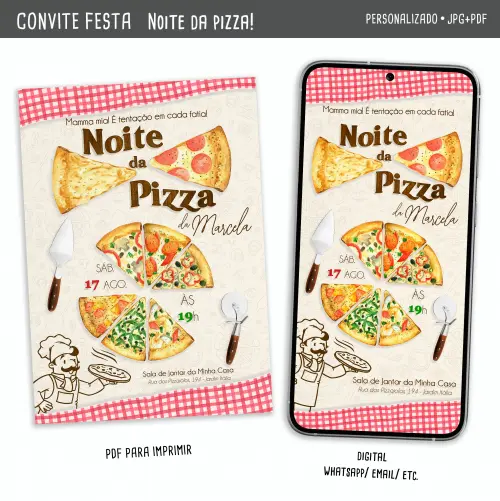 Convite Digital Festa da Pizza/noite de Pizza