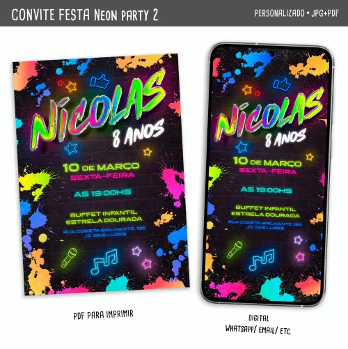 Convite Digital Festa Neon 2