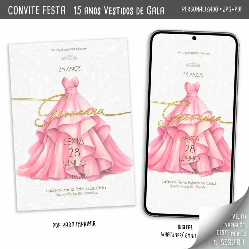 Convite Digital 15 Anos Vestidos de Gala