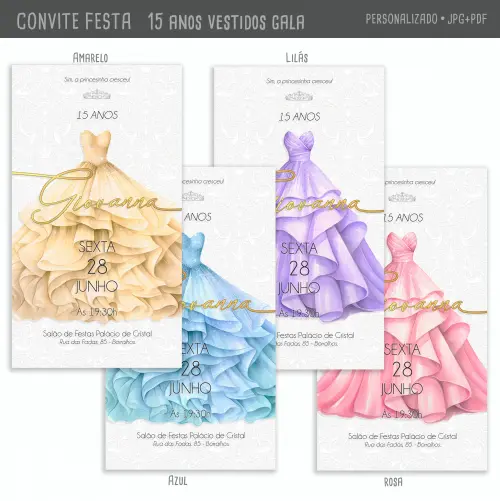 Convite Digital 15 Anos Vestidos de Gala