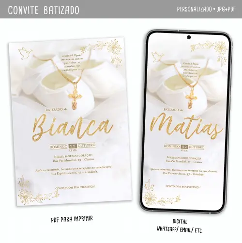 Convite Digital Batismo (unisex)