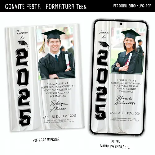 Convite Digital Formatura Teen / com Foto (unisex)