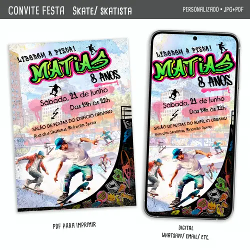 Convite Digital Skate / Skatista