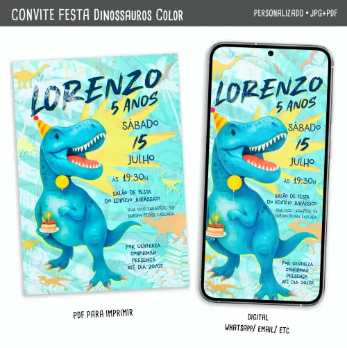 Convite Digital Dinossauros 2