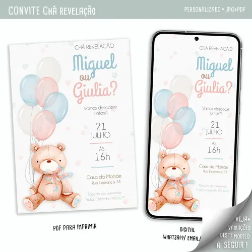 Convite Digital Chá Revelação
