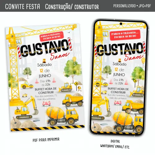 Convite Digital Construção / Pequeno Construtor