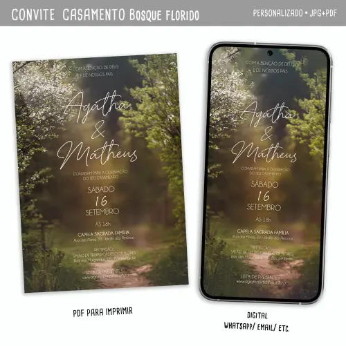 Convite Digital Casamento Bosque Florido