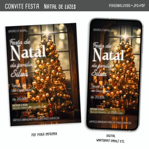Convite Digital Festa de Natal/ Natal de Luzes
