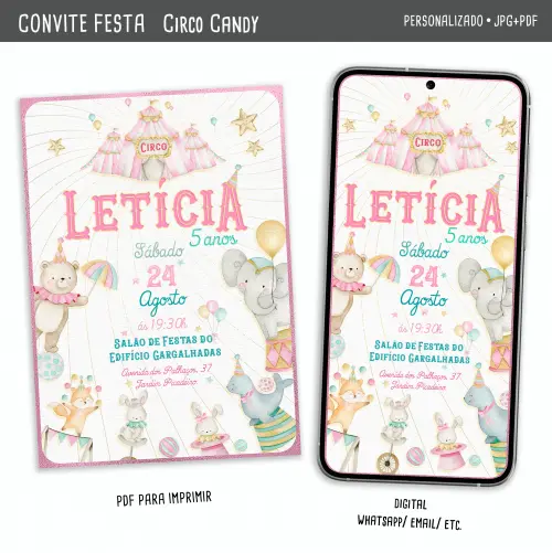 Convite Digital Circo Candy