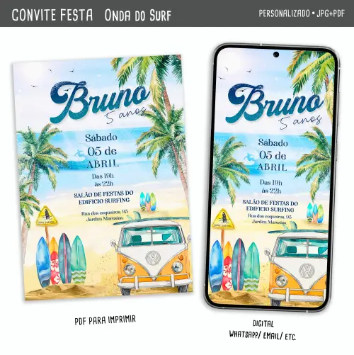 Convite Digital Surf/ na Onda do Surf
