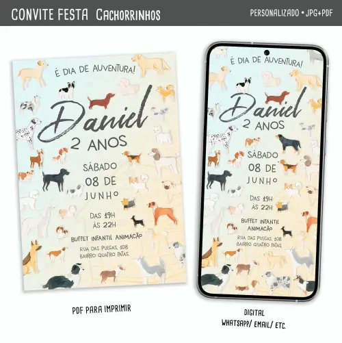 Convite Digital Cachorrinhos