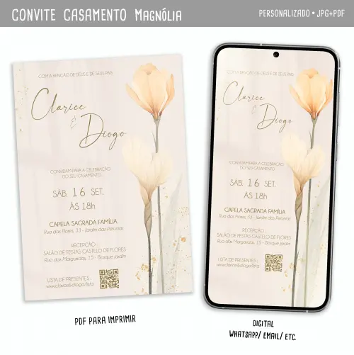 Convite Digital Casamento Magnólia