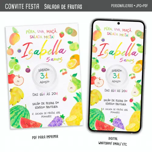 Convite Digital Frutas/ Salada de Frutas