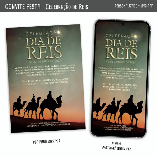 Convite Digital Celebração de Reis