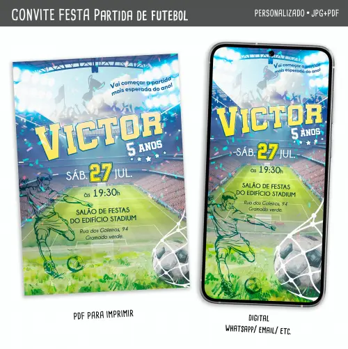 Convite Digital Futebol Meninos