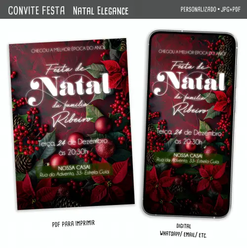 Convite Digital Festa de Natal/ Natal Elegance