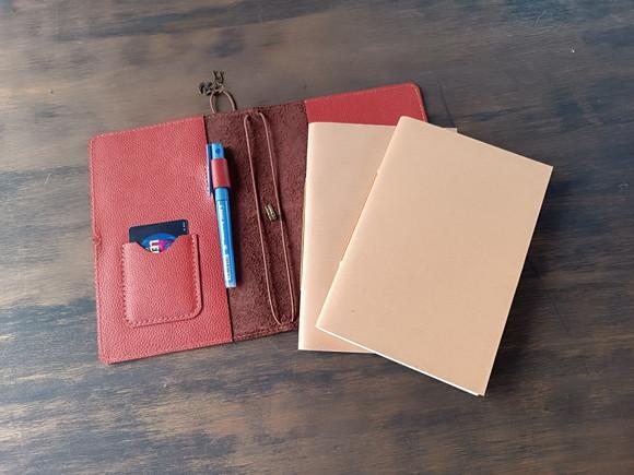 Bullet Journal Capa de Couro Legitimo Marrom com Cadernos