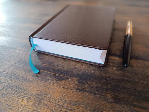 Caderno A6 Marrom Capa Dura de Couro Legítimo