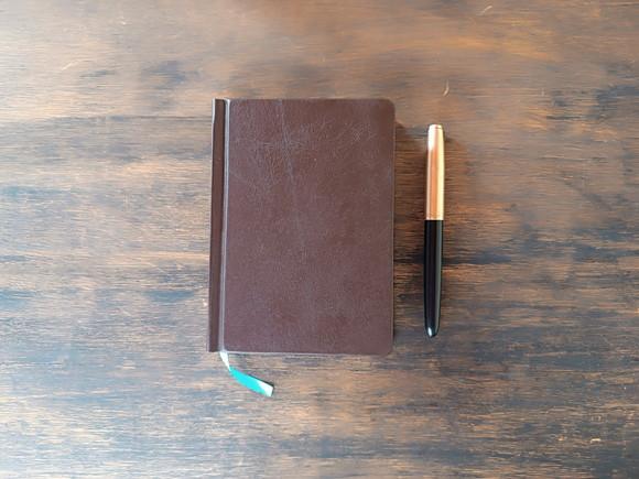 Caderno A6 Marrom Capa Dura de Couro Legítimo