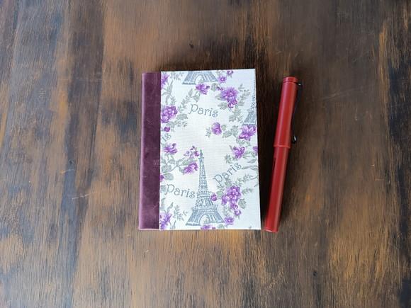 Caderno A6 Paris Vinho de Tecido e Couro