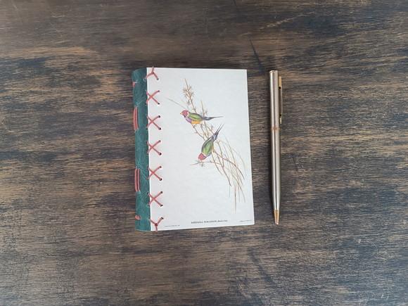 Caderno A6 Pássaros No3 Capa Dura Verde