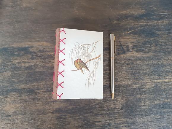 Caderno A6 Pássaros No4 Capa Dura Marrom