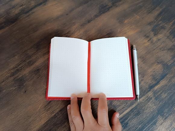 Caderno A6 Vermelho Capa Dura de Couro Estampa Cobra