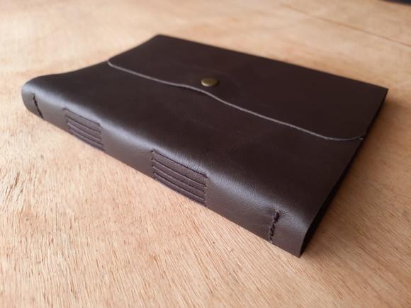 Caderno de Couro Diário Marrom Café
