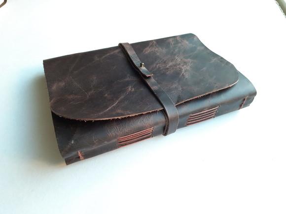 Caderno de Couro Diário Marrom Café