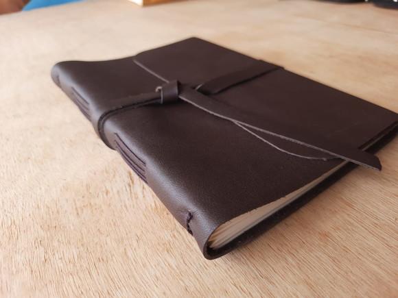 Caderno de Couro Diário Marrom Café Retrô