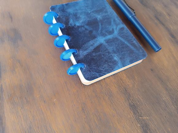 Caderno Inteligente de Discos de Couro Azul A6