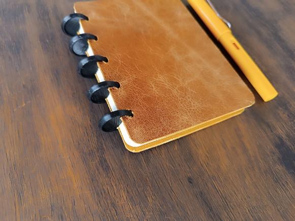 Caderno Inteligente de Discos de Couro Caramelo A6