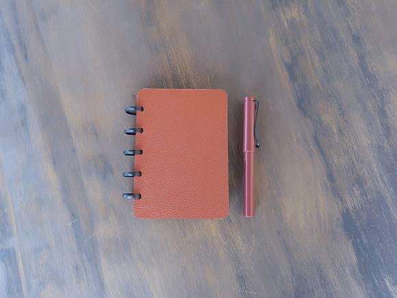 Caderno Inteligente de Discos de Couro Vermelho A6