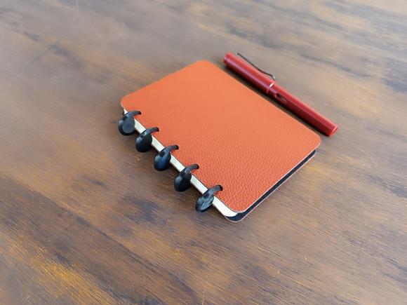 Caderno Inteligente de Discos de Couro Vermelho A6