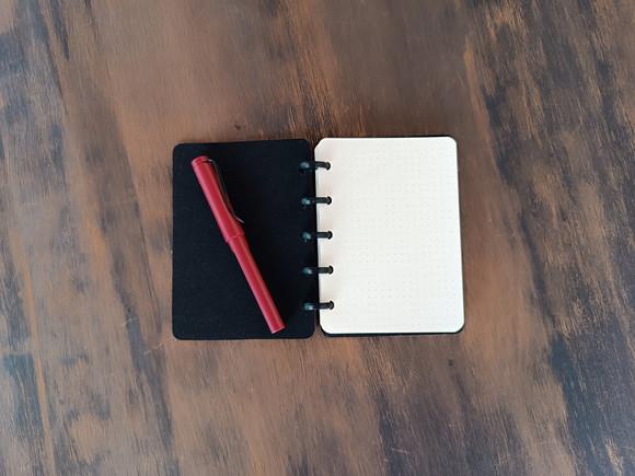 Caderno Inteligente de Discos de Couro Vermelho A6