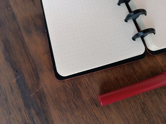 Caderno Inteligente de Discos de Couro Vermelho A6