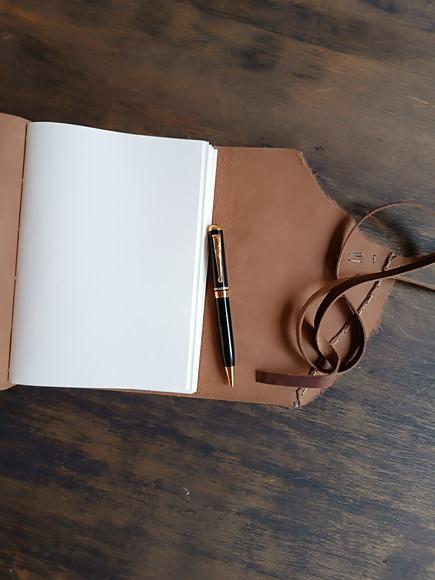 Caderno Marrom de Couro Legítimo Diário Rústico