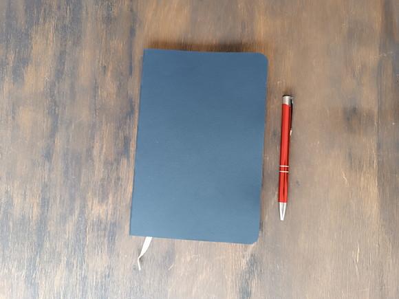 Caderno Pautado de Couro Legítimo Azul