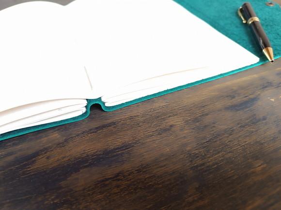 Caderno Verde de Couro Diário Envelope