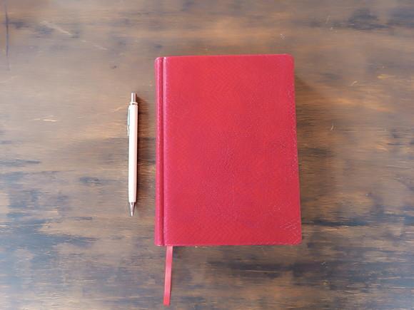Caderno Vermelho Capa Dura de Couro Estampa Cobra